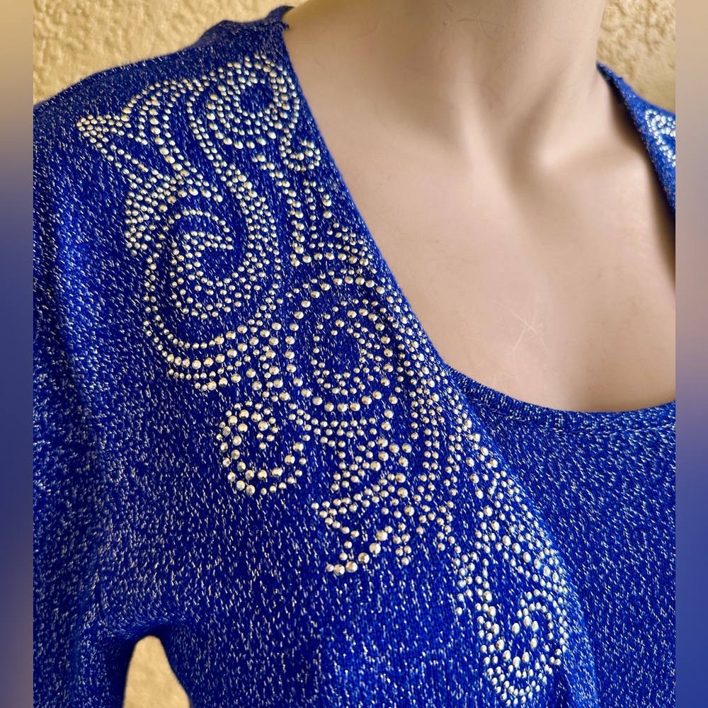 Ruby Rd blue layered pullover cardigan top - Picture 3 of 8